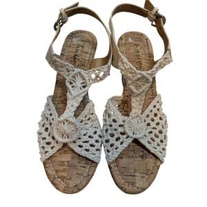 Rampage Espadrilles Cork Crochet Macrame Bohemian Wedge Open Toe Sandals Size 7